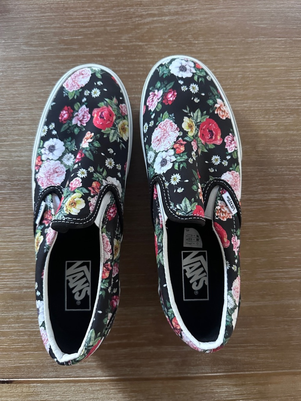 Vans Platform Slip-On Floral Canvas Sneakers -Black with Red Flowers